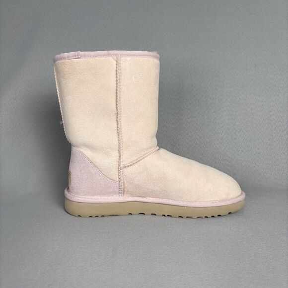 New Womens UGG Boots Sz 9 Classic Short Pink Shell Seashell Suede Wool Sold Out - Picture 9 of 16